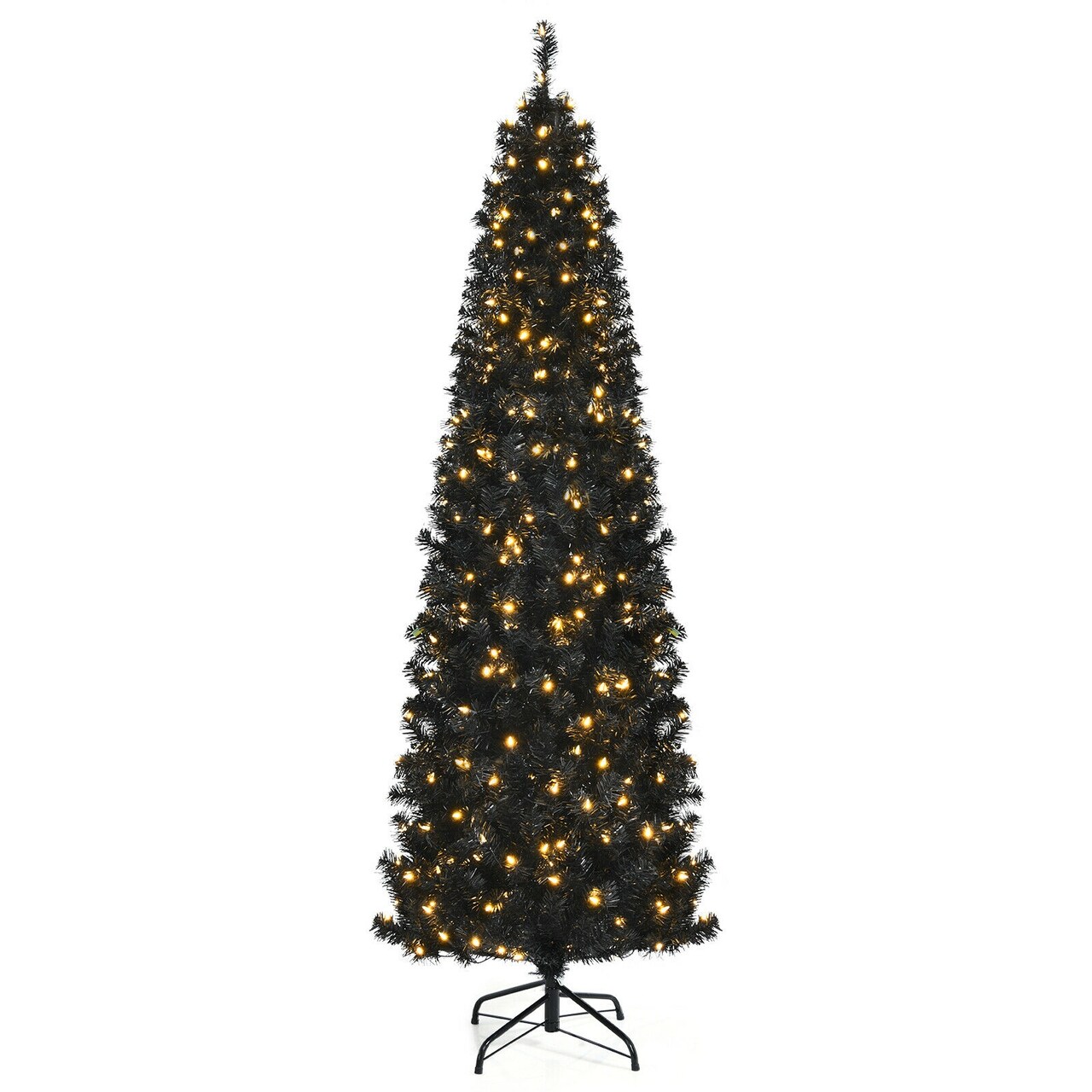 Pre-lit Christmas Halloween Tree with PVC Branch Tips and Warm White Lights Ideal for Holiday Season